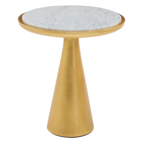 Lino Side Table - Small Round - White Marble with Gold Metal