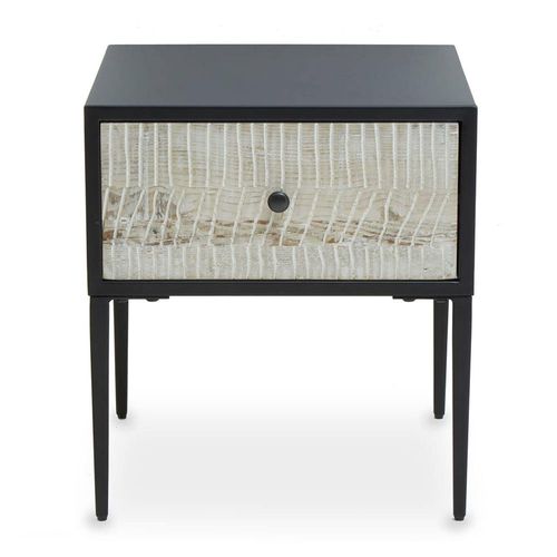 Luxor Side Table - Square - Black and Grey with 1 Drawer
