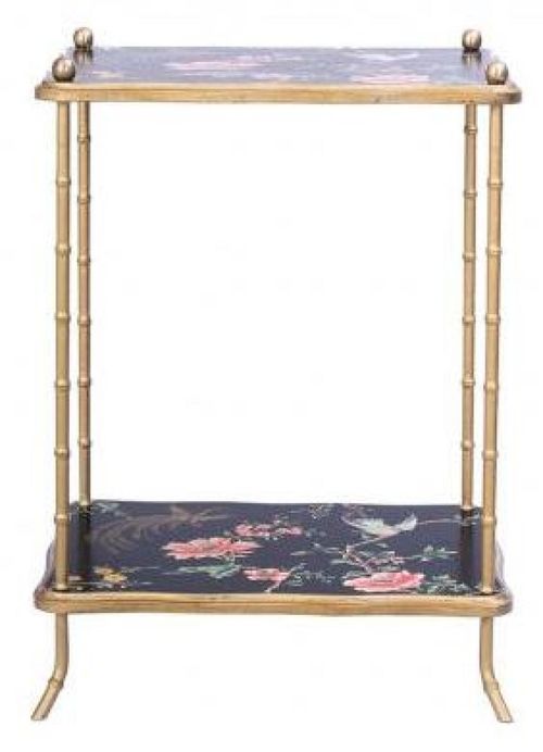 Meerut Black Lyre Bird Design Side Table