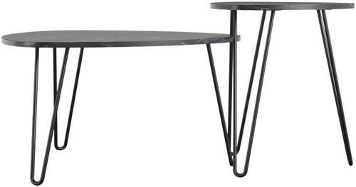 Nowata Athena Black Marble Effect Nesting of 2 Tables - 7021899COMNUK