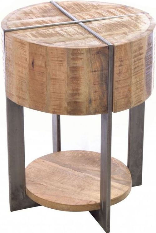 Old Empire Mango Wood Round Lamp Table