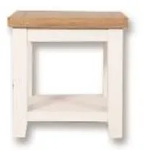 Perth White and Wood Lamp Table with Shelf