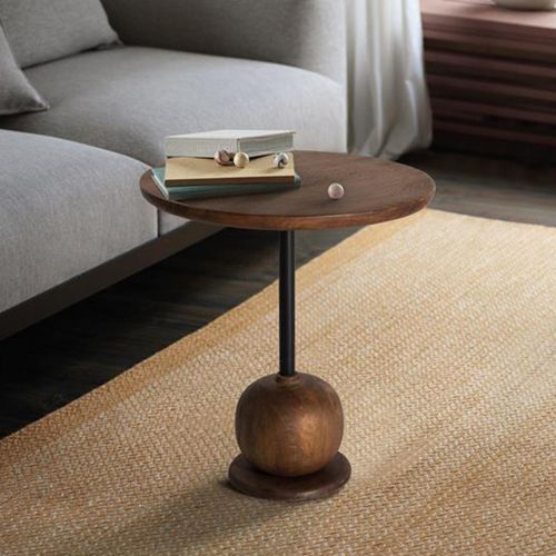 Potenza Side Table - Hazelnut Mango Wood - Round