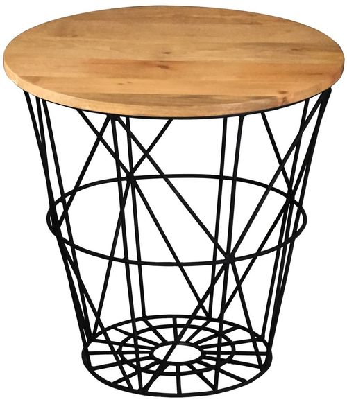 Ravi Mango Wood 50cm Round Cage Side Table