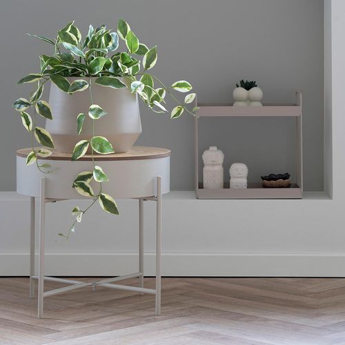 Sisco Side Table - Round - Storage - Beige