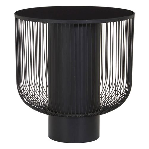 Trento End Table - Round - Black Glass with Wired Design
