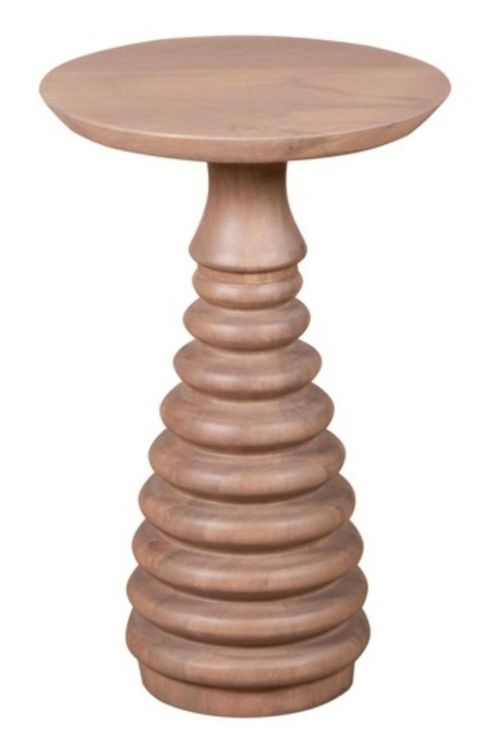 Vance Curved Mango Wood Round Side Table
