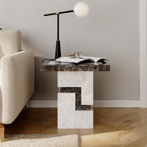 Venice Armani Grey Engineered Marble Side Table