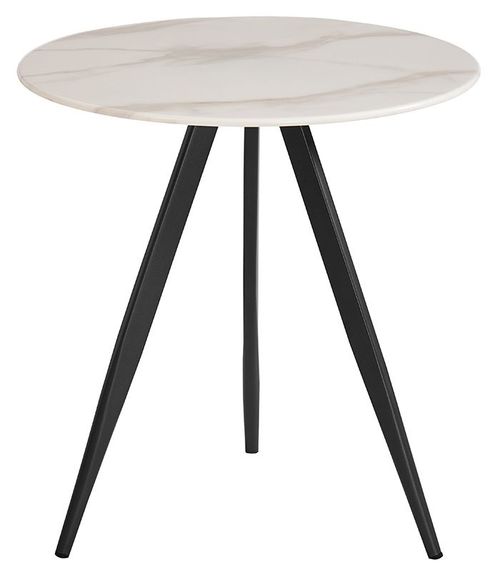Circe Lamp Table - 1 Drawer - White Marble Effect