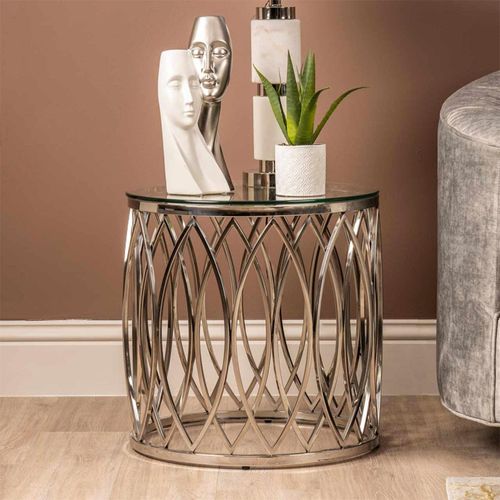Willow End Table - Round - Glass and Chrome