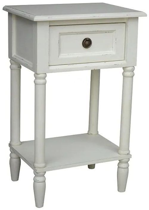 Yaurel French Off White 1 Drawer Side Table