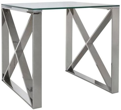 Zenith - End Table - Square - Glass and Chrome