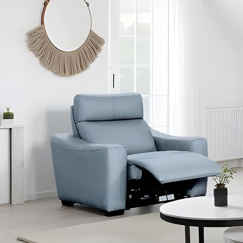 Mayfair Grey Leather Electric Recliner Armchair
