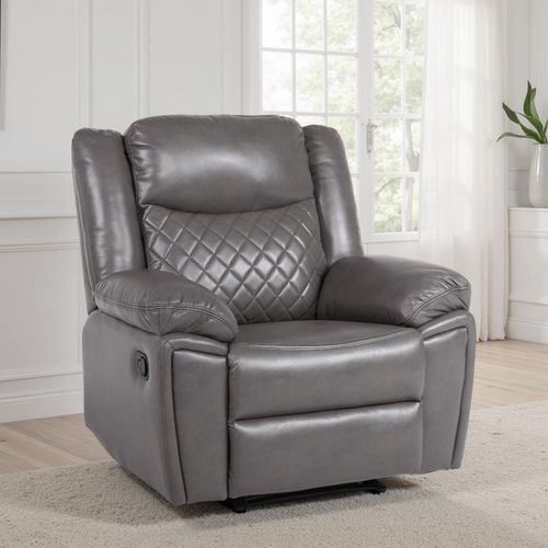 Myra Grey Faux Leather Manual Recliner Armchair