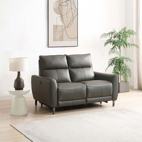 Brooke Grey Leather 2 Seater Electric Recliner Sofa
