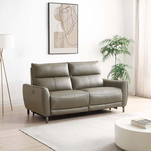 Brooke Taupe Leather 3 Seater Electric Recliner Sofa
