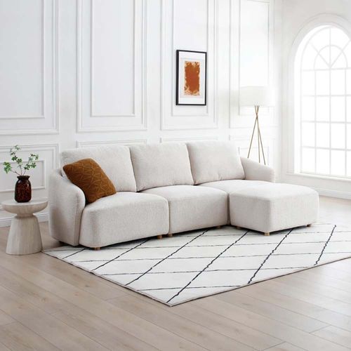 Como Natural Boucle Fabric 3 Seater Modular Sofa