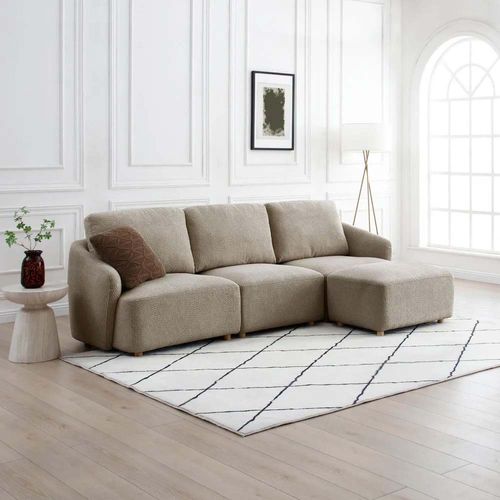 Como Taupe Boucle Fabric 3 Seater Modular Sofa