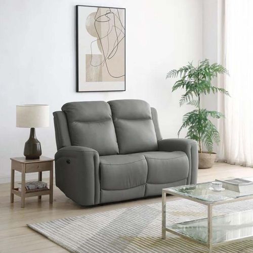 Henley Grey Leather 2 Seater Electric Recliner Sofa