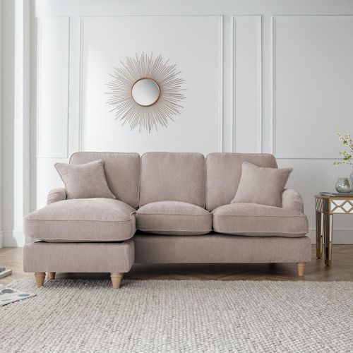 Manhattan Putty Fabric Chaise Corner Sofa - LHF