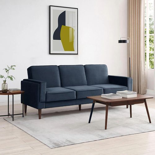 Paolo Ink Blue Velvet Fabric 3 Seater Click Clack Sofa Bed