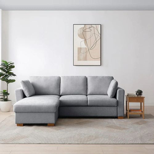 Sorrento Grey Fabric Corner Pull Out Sofa Bed with Storage  