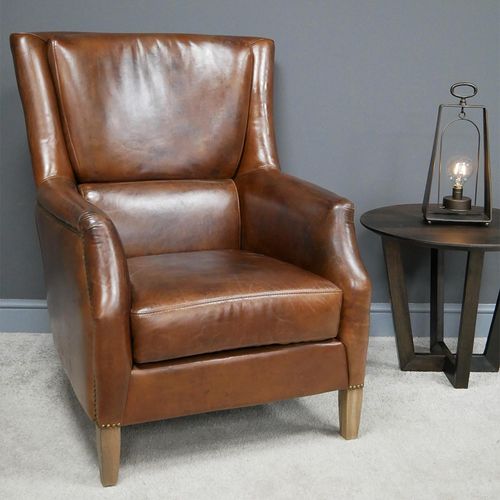 Reading Armchair - Brown Leather