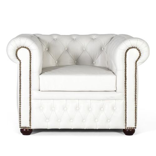 Caserta Armchair - White Leather Chester