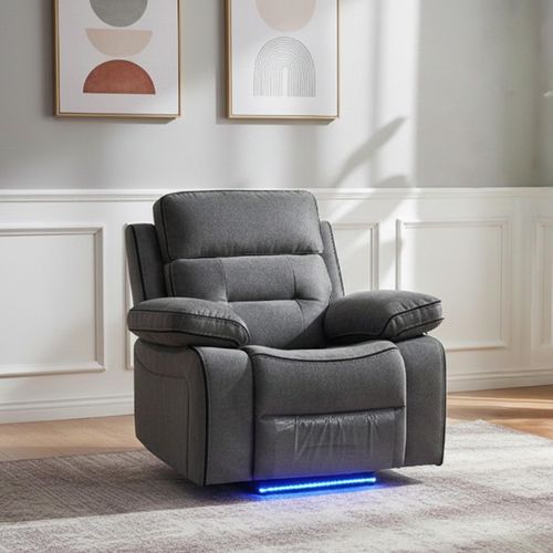 Foster Grey Fabric Recliner Armchair with LED Lights