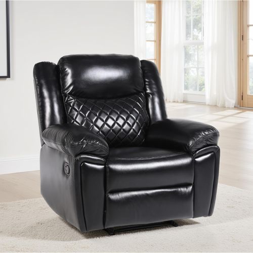 Myra Manual Recliner Armchair - Black Faux Leather