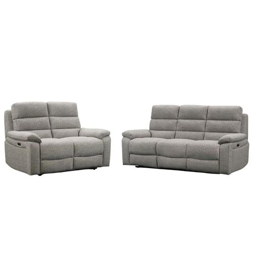 Westbury Power Recliner Sofa Set - Grey Fabric - 3+2 Seater