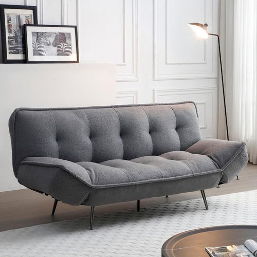 Regis Grey Fabric Click Clack Sofa Bed - 3 Seater