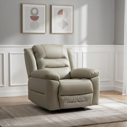 Alexandra Warm Grey Leather Recliner Armchair