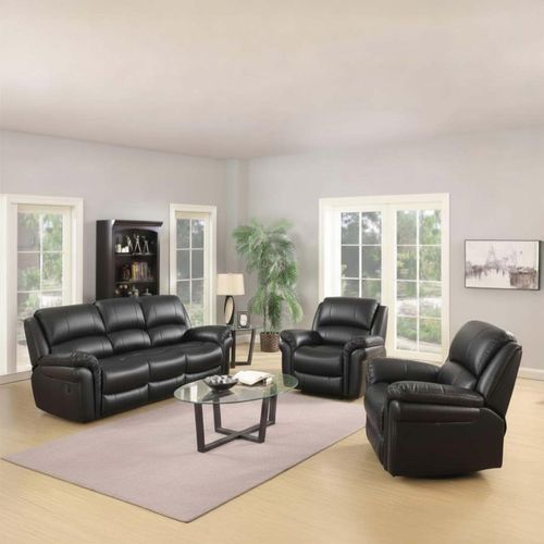 Farnham Recliner Sofa Suite - 3+1+1 - Black Leather