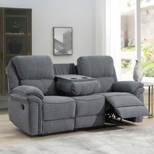 Belmont 3 Seater Recliner Sofa - Grey Fabric
