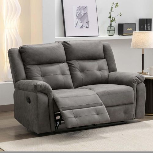 Berkeley 2 Seater Recliner Sofa - Dark Grey Leather Look Fabric