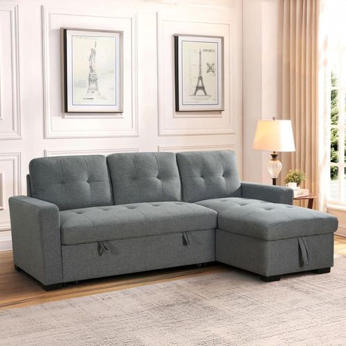 Alder Universal Corner Sofa Bed - Grey Fabric - Pull Out