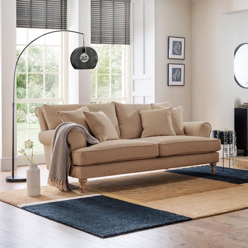 Arlan Sepia Fabric 3 Seater Sofa