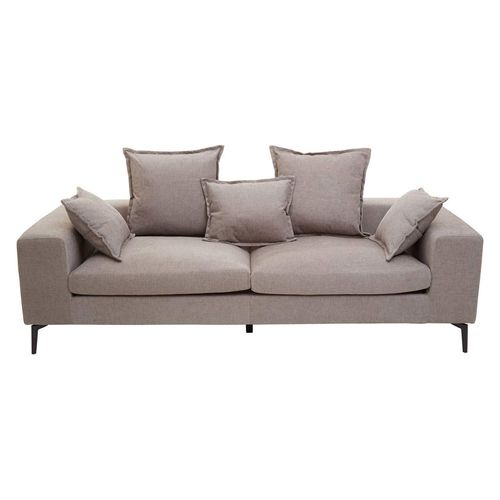 Avignon Sofa - 3 Seater - Grey Fabric with Black Metal Legs