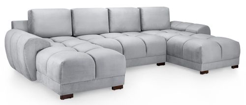 Azzuro U Shape Corner Sofa Suite - Grey Velvet Fabric