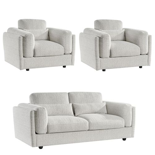 Bari Sofa Set - Beige Fabric - 3+1+1 Seater