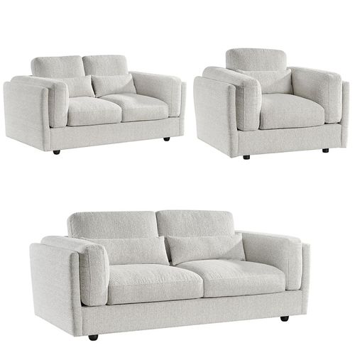 Bari Sofa Set - Beige Fabric - 3+2+1 Seater