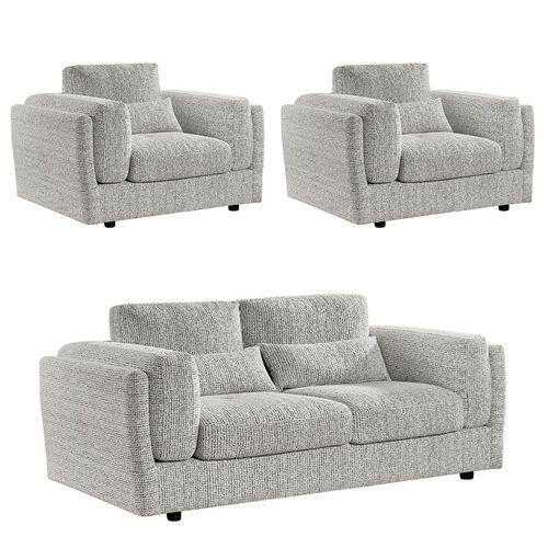 Bari Sofa Set - Grey Fabric - 3+1+1 Seater