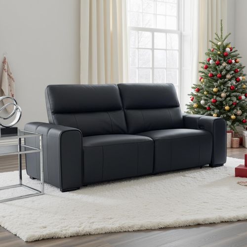 Bellagio Electric Recliner Sofa - Black Leather - 3 Seater