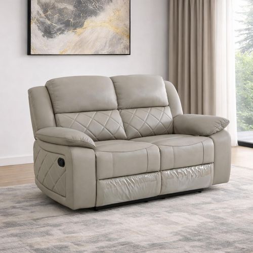Bentley Grey Leather 2 Seater Recliner Sofa