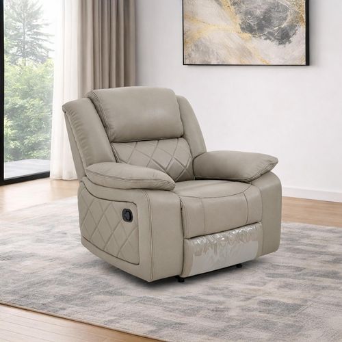 Bentley Grey Leather Recliner Armchair