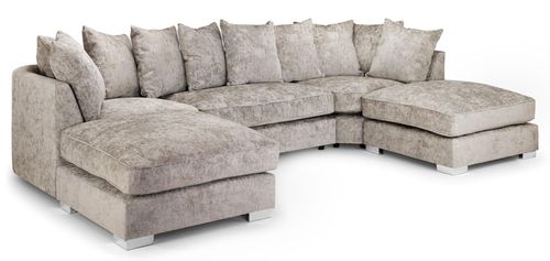 Bishop U Shape Corner Sofa Suite - Scatterback - Truffle Velvet Fabric