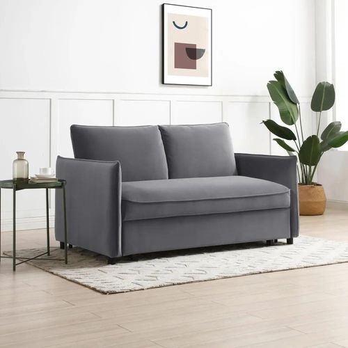 Blaire Sofa Bed - Athena Grey Velvet Fabric - 2 Seater