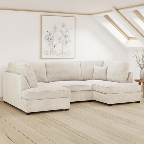 Carnaby U Shape Corner Sofa - Beige Boucle Fabric