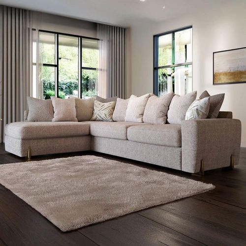 Clearance - Buoyant Axel Barley Beige Fabric Corner Sofa - LCC+RH2 - FSS16502
